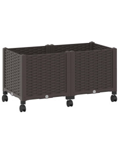 Vaso da Giardino con Ruote Marrone 80 x 40 x 44 cm PP 2