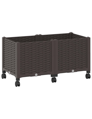 Vaso da Giardino con Ruote Marrone 80 x 40 x 44 cm PP