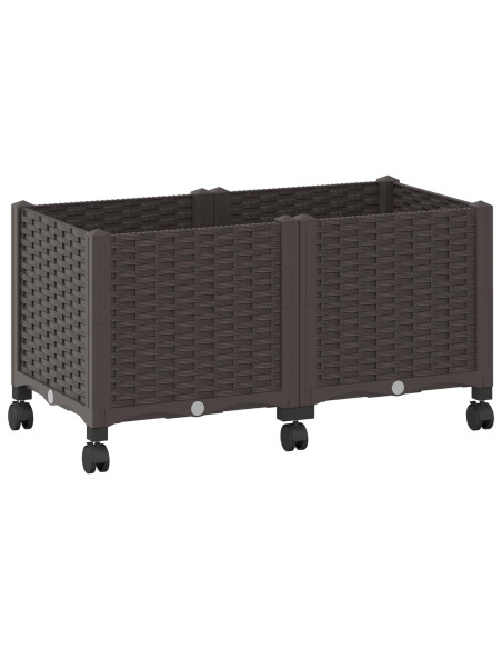 Vaso da Giardino con Ruote Marrone 80 x 40 x 44 cm PP