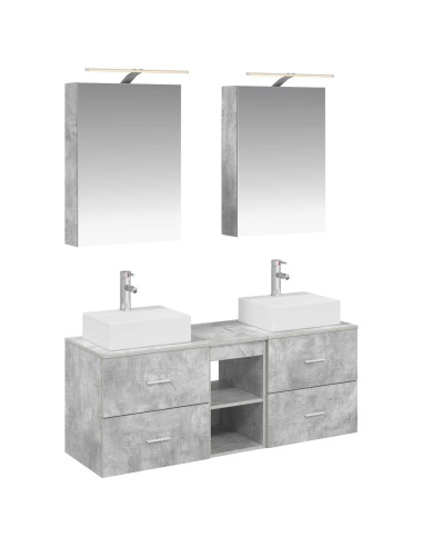 Set di mobili per il bagno 5 pcs Grigio Cemento