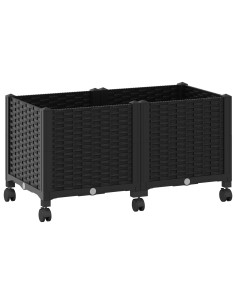 Vaso da Giardino con Ruote Nero 80 x 40 x 44 cm PP 2