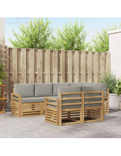 Set di divani da esterno 7 pcs Bianco e Grigio Chiaro
