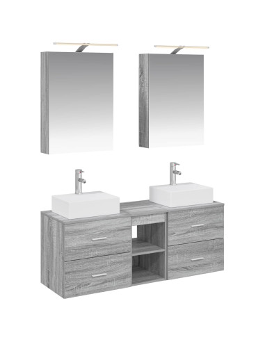 Set di mobili per il bagno 5 pcs Sonoma grigio