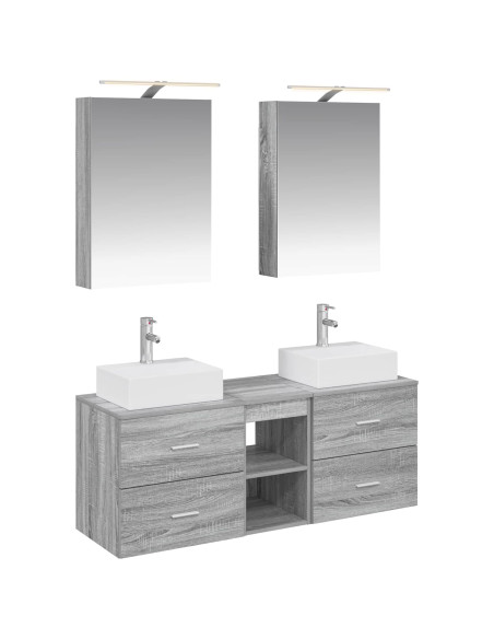 Set di mobili per il bagno 5 pcs Sonoma grigio