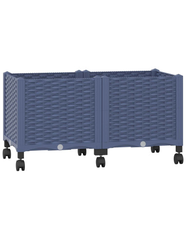 Vaso da Giardino con Ruote Blu Grigio 80 x 40 x 48 cm PP