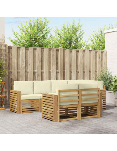 Set di divani da esterno 7 pcs Bianco e Crema