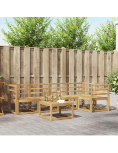Set di divani da esterno 6 pcs Bianco Legno di Acacia Massello