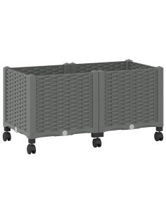 Vaso da Giardino con Ruote Grigio Chiaro 80 x 40 x 48 cm PP 2