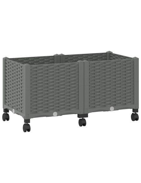 Vaso da Giardino con Ruote Grigio Chiaro 80 x 40 x 48 cm PP