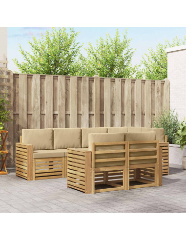 Set di divani da esterno 7 pcs Bianco e Beige