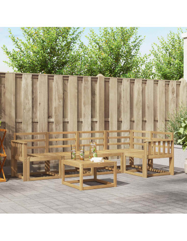 Set di divani da esterno 6 pcs Bianco Legno di Acacia Massello