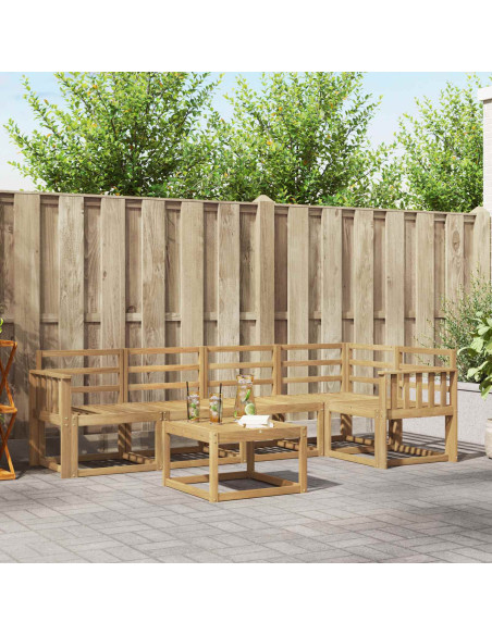 Set di divani da esterno 6 pcs Bianco Legno di Acacia Massello