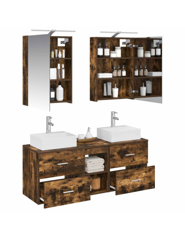 Set di mobili per il bagno 5 pcs Rovere Fumo