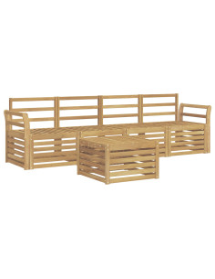 Set di divani da esterno 5 pcs Bianco Legno di Acacia Massello 2