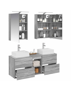 Set di mobili per il bagno 5 pcs Sonoma grigio 2