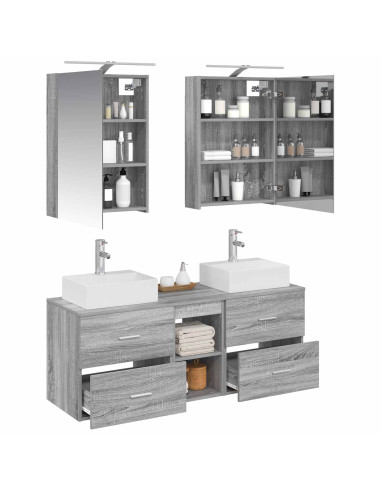 Set di mobili per il bagno 5 pcs Sonoma grigio