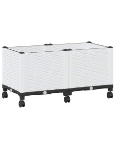 Vaso da Giardino con Ruote Bianco 80 x 40 x 48 cm PP 2
