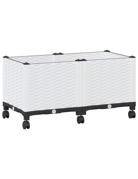 Vaso da Giardino con Ruote Bianco 80 x 40 x 48 cm PP