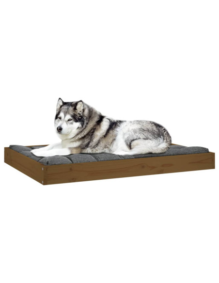 Cuccia per Cani Ambrata 101,5x74x9 cm in Legno Massello di Pino