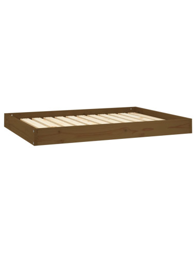 Cuccia per Cani Ambrata 101,5x74x9 cm in Legno Massello di Pino