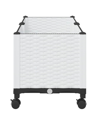 Vaso da Giardino con Ruote Bianco 80 x 40 x 48 cm PP