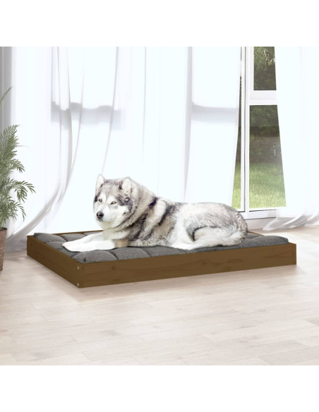Cuccia per Cani Ambrata 101,5x74x9 cm in Legno Massello di Pino