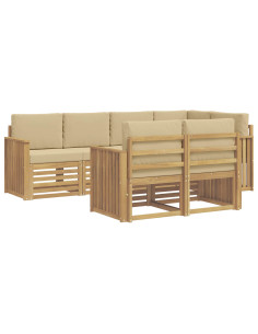 Set di divani da esterno 7 pcs Bianco e Beige 2