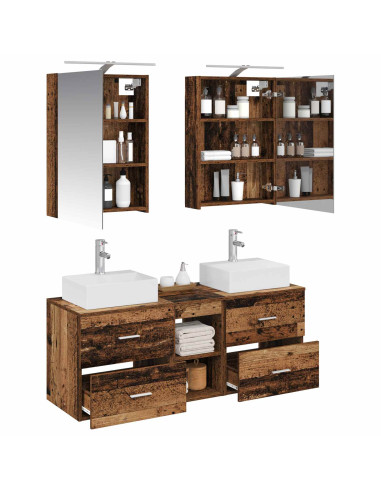 Set di mobili per il bagno 5 pcs Legno antico