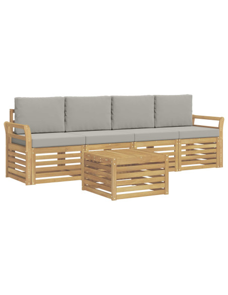 Set di divani da esterno 5 pcs Bianco e Grigio Chiaro