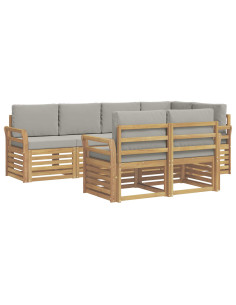 Set di divani da esterno 7 pcs Bianco e Grigio Chiaro 2