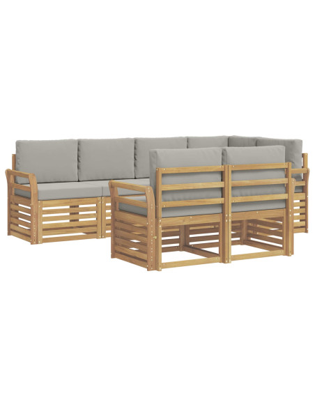 Set di divani da esterno 7 pcs Bianco e Grigio Chiaro