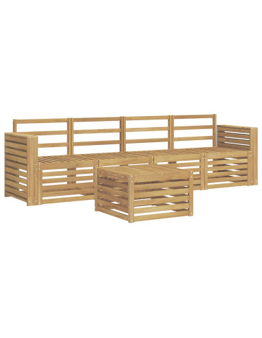 Set di divani da esterno 5 pcs Bianco Legno di Acacia Massello