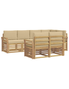 Set di divani da esterno 7 pcs Bianco e Beige 2