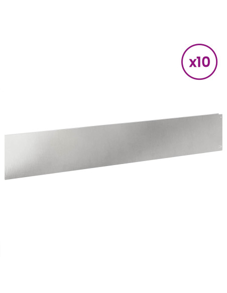 Bordura per Prato 10 pcs 100 x 18 cm Acciaio Argento