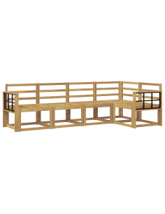 Set di divani da esterno 5 pcs Bianco Legno di Acacia Massello 2