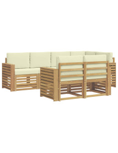 Set di divani da esterno 7 pcs Bianco e Crema 2