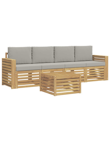 Set di divani da esterno 5 pcs Bianco e Grigio Chiaro
