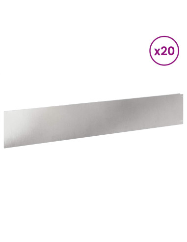 Bordura per Prato 20 pcs 100 x 18 cm Acciaio Argento