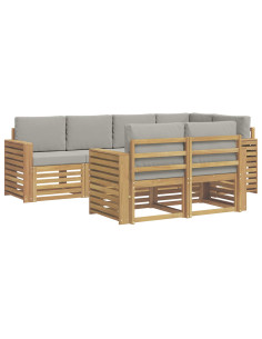 Set di divani da esterno 7 pcs Bianco e Grigio Chiaro 2