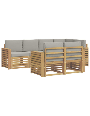 Set di divani da esterno 7 pcs Bianco e Grigio Chiaro