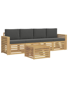 Set di divani da esterno 5 pcs Bianco e Antracite Poliestere 2