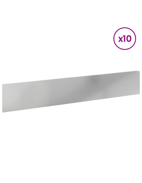 Bordura per Prato 10 pcs 100 x 18 cm Acciaio Argento