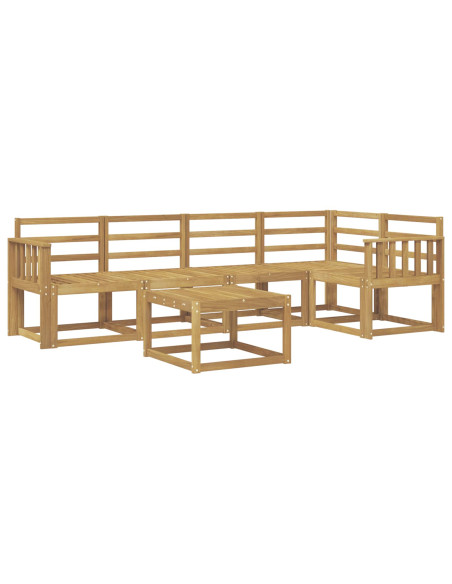 Set di divani da esterno 6 pcs Bianco Legno di Acacia Massello