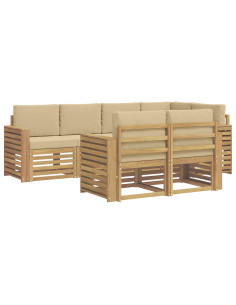 Set di divani da esterno 7 pcs Bianco e Beige 2