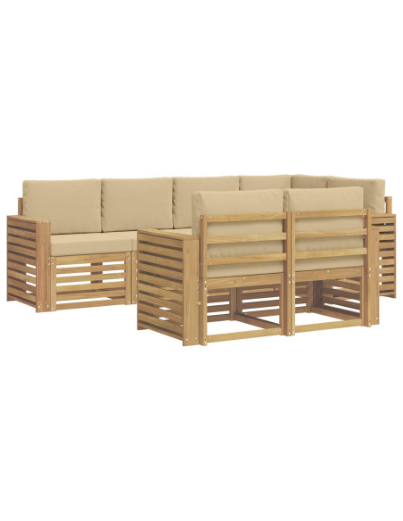 Set di divani da esterno 7 pcs Bianco e Beige