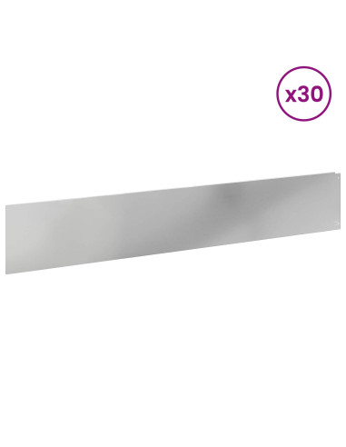 Bordura per Prato 30 pcs 100 x 18 cm Acciaio Argento