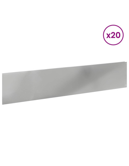 Bordura per Prato 20 pcs 100 x 22 cm Acciaio Argento