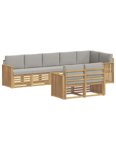 Set di divani da esterno 8 pcs Bianco e Grigio Chiaro