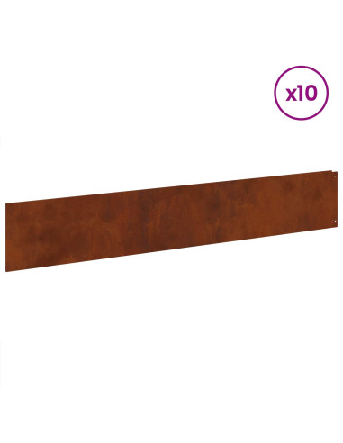 Bordura per Prato 10 pcs 100 x 18 cm Acciaio Ruggine