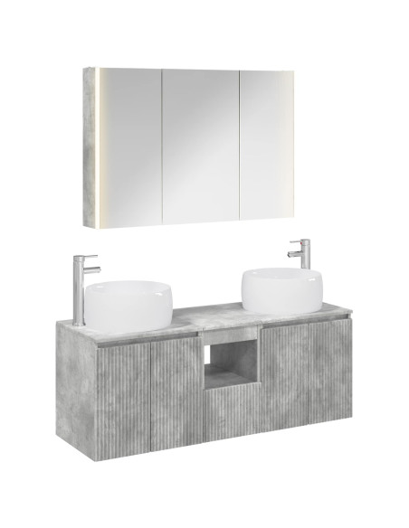 Set di Armadi da Bagno 4 pcs Grigio Cemento